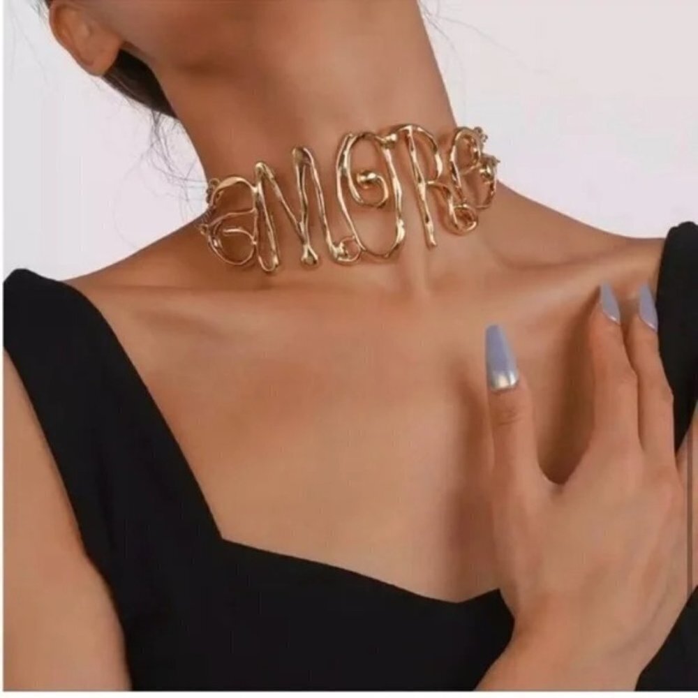 ZARA Silver Amore Necklace Choker statement New no tags